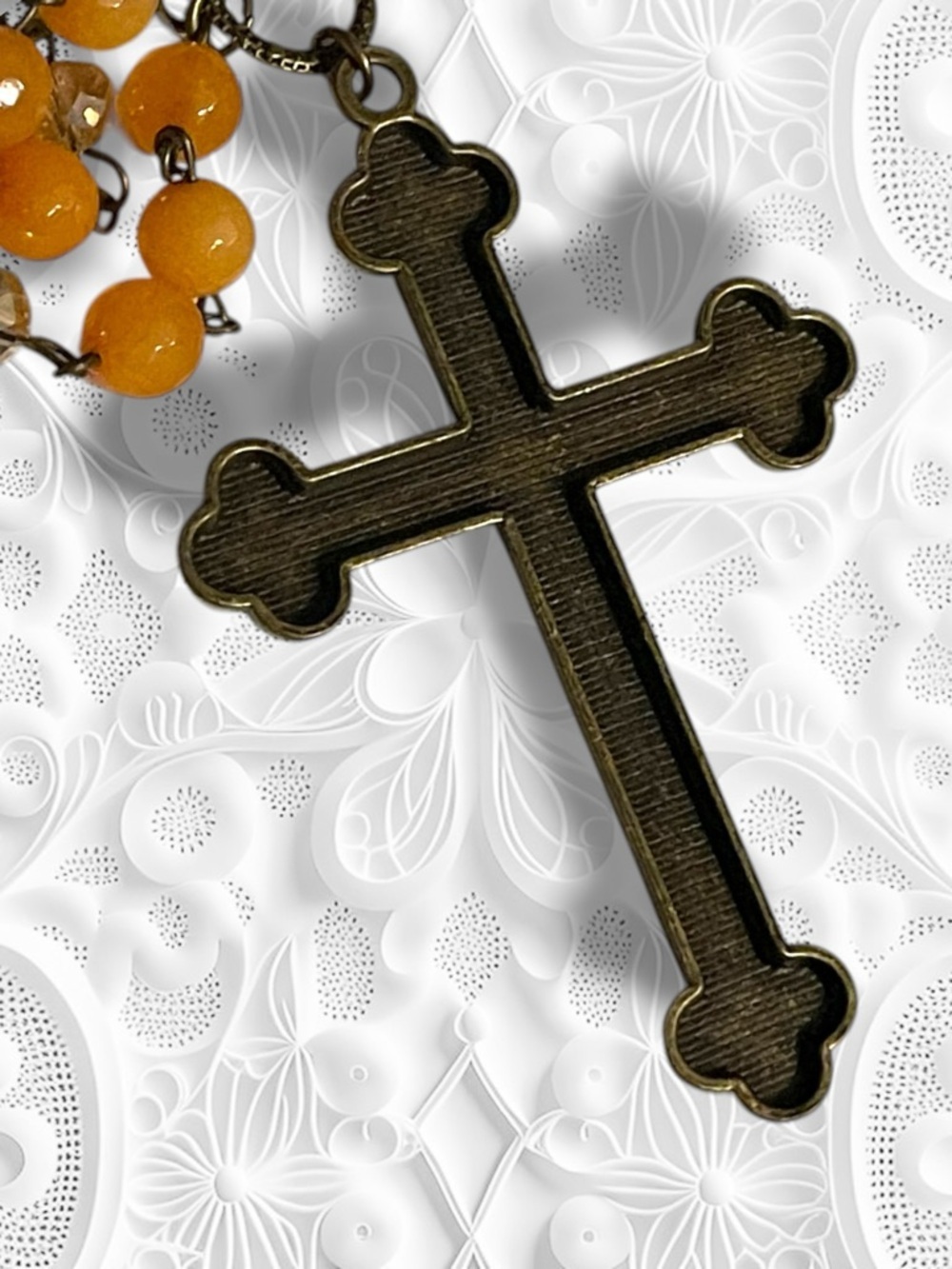Carol Su Handmade 30" Iridescent Beaded Cross Necklace - Picture 4 of 12